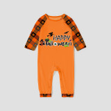 Halloween Matching Family Pajamas Exclusive Design Happy Halloween Orange Plaids Pajamas Set