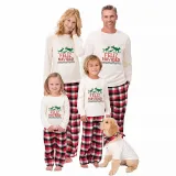 Christmas Matching Family Pajamas Exclusive Design Three Dinosaurs Feliz Navidad White Pajamas Set
