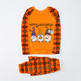 Halloween Matching Family Pajamas Exclusive Design Three Gnomies Trick Or Treat Orange Plaids Pajamas Set