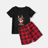 Christmas Matching Family Pajamas Exclusive Design Snowflake Deer Feliz Navidad Black Pajamas Set