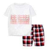 Christmas Matching Family Pajamas Exclusive Design WordArt Feliz Navidad Short Pajamas Set