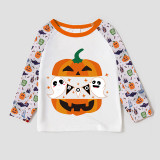 Halloween Matching Family Pajamas Exclusive Design Boo Pumpkin Two Ghosts White Pajamas Set