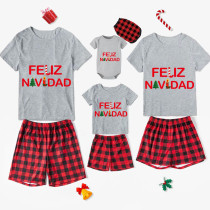 Christmas Matching Family Pajamas Exclusive Design Cartoon Feliz Navidad Short Pajamas Set