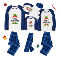 Christmas Matching Family Pajamas Exclusive Design Elf Feliz Navidad Blue Plaids Pajamas Set