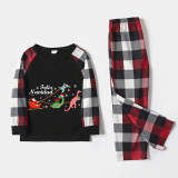 Christmas Matching Family Pajamas Exclusive Design Santa Claus Dinosaurs Feliz Navidad Black Red Plaids Pajamas Set