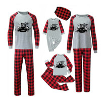 Halloween Matching Family Pajamas Exclusive Design Three Cats With Pumpkin Gray Pajamas Set