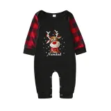 Christmas Matching Family Pajamas Exclusive Design Snowflake Deer Feliz Navidad Black Pajamas Set