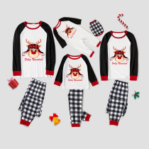 Christmas Matching Family Pajamas Exclusive Design Deer Head with Hat Feliz Navidad White Pajamas Set