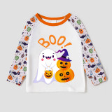 Halloween Matching Family Pajamas Exclusive Design Boo Ghost And Pumpkin White Pajamas Set