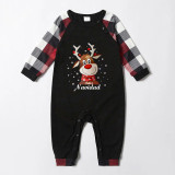 Christmas Matching Family Pajamas Exclusive Design Snowflake Deer Feliz Navidad Black Red Plaids Pajamas Set