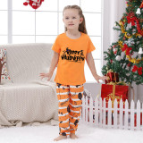 Halloween Matching Family Pajamas Exclusive Design Horror Happy Halloween Orange Stripes Pajamas Set