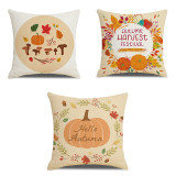 Happy Thanks Giving 3PCS Home Cotton Decorative Throw Pillow Case Cushion Covers For Sofa Couch Bed Chair