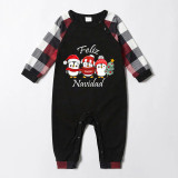 Christmas Matching Family Pajamas Exclusive Design Three Penguins Feliz Navidad Black Red Plaids Pajamas Set