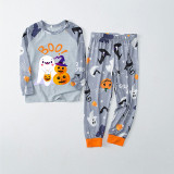 Halloween Matching Family Pajamas Exclusive Design Boo Ghost And Pumpkin White Pajamas Set