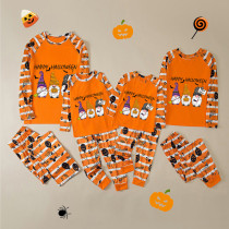 Halloween Matching Family Pajamas Exclusive Design Three Gnomies Trick Or Treat Orange Stripes Pajamas Set
