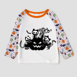 Halloween Matching Family Pajamas Exclusive Design Three Cats With Pumpkin White Pajamas Set