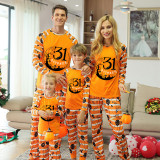 Halloween Matching Family Pajamas Exclusive Design October 31 Tree Orange Stripes Pajamas Set