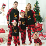 Christmas Matching Family Pajamas Exclusive Design Stars Deer Feliz Navidad Black Pajamas Set