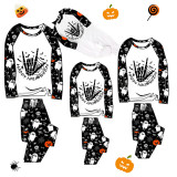 Halloween Matching Family Pajamas Skeleton Hand Love Halloween White Pajamas Set