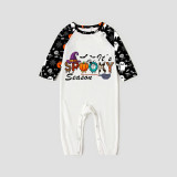Halloween Matching Family Pajamas Exclusive Design It's Spooky Season Word Art White Pajamas Set