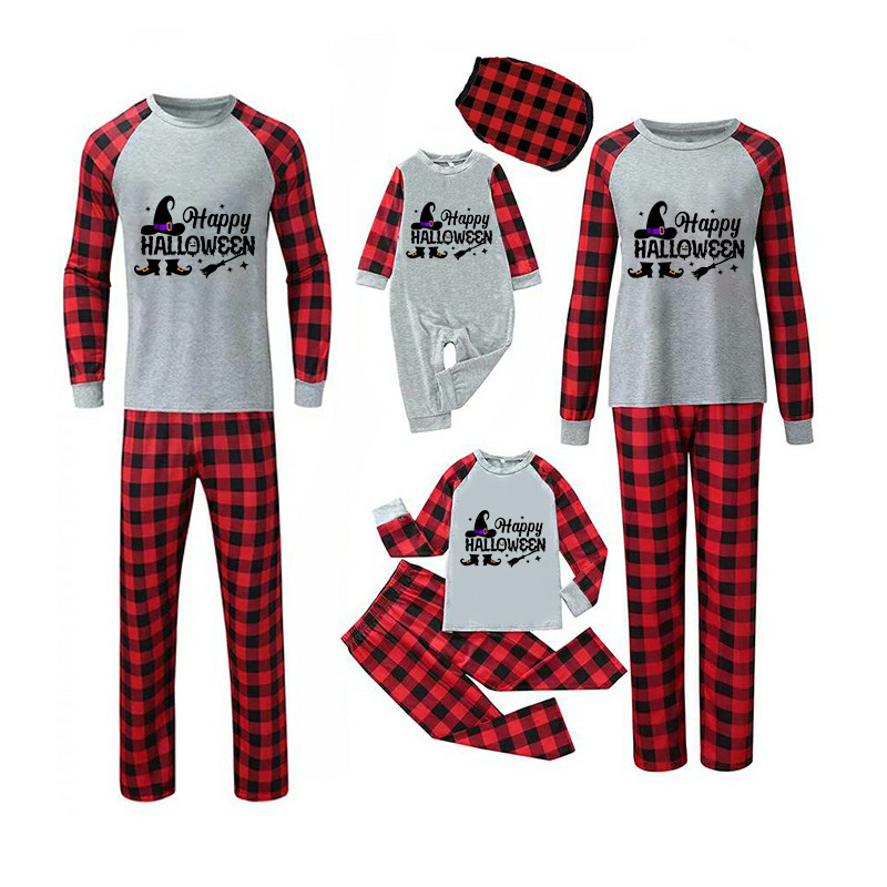 Halloween Matching Family Pajamas Exclusive Design Happy Halloween Witch Gray Pajamas Set