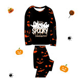 Halloween Matching Family Pajamas Exclusive Design It's Spooky Season Ghosts Pumpkin Ghost Faces Print Black Pajamas Set