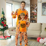 Halloween Matching Family Pajamas Exclusive Design It's Spooky Season Orange Stripes Pajamas Set