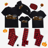 Halloween Matching Family Pajamas Exclusive Design Happy Halloween Word Art Black Pajamas Set