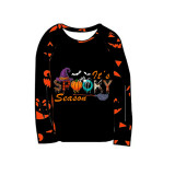Halloween Matching Family Pajamas Exclusive Design It's Spooky Season Word Art Pumpkin Ghost Faces Print Black Pajamas Set