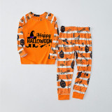 Halloween Matching Family Pajamas Exclusive Design Happy Halloween Witch Orange Stripes Pajamas Set