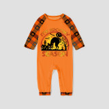 Halloween Matching Family Pajamas Exclusive Design It's Spooky Season Cat Orange Plaids Pajamas Set