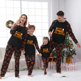 Halloween Matching Family Pajamas Exclusive Design Happy Halloween Bat Pumpkin Ghost Faces Print Black Pajamas Set