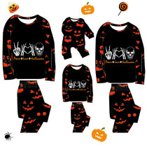 Halloween Matching Family Pajamas Skeleton Peace Love Heart Pumpkin Ghost Faces Black Pajamas Set