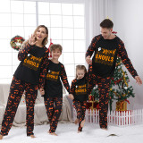 Halloween Matching Family Pajamas Exclusive Design Squad Ghouls Pumpkin Ghost Faces Print Black Pajamas Set
