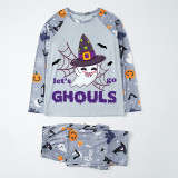 Halloween Matching Family Pajamas Exclusive Design Purple Let's Go Ghouls Ghost Gray Pajamas Set