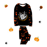 Halloween Matching Family Pajamas Skeleton Hand Love Halloween Pumpkin Ghost Faces Black Pajamas Set