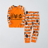 Halloween Matching Family Pajamas Exclusive Design Peace And Love Butterfly Orange Stripes Pajamas Set