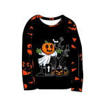 Halloween Matching Family Pajamas Exclusive Design Tomb Pumpkin Pumpkin Ghost Faces Print Black Pajamas Set