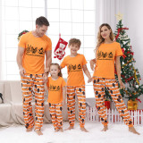Halloween Matching Family Pajamas Exclusive Design Peace And Love Butterfly Orange Stripes Pajamas Set