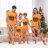 Halloween Matching Family Pajamas Exclusive Design It's Spooky Season Orange Stripes Pajamas Set