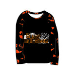 Halloween Matching Family Pajamas Exclusive Design Happy Halloween Word Art Pumpkin Ghost Faces Print Black Pajamas Set