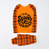 Halloween Matching Family Pajamas Exclusive Design It's Spooky Season Orange Plaids Pajamas Set