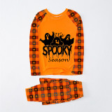 Halloween Matching Family Pajamas Exclusive Design It's Spooky Season Ghosts Orange Plaids Pajamas Set