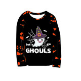 Halloween Matching Family Pajamas Exclusive Design Let's Go Ghouls Ghost Pumpkin Ghost Faces Print Black Pajamas Set