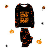 Halloween Matching Family Pajamas Exclusive Design This The Season To Be Spooky Pumpkin Ghost Faces Print Black Pajamas Set