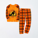 Halloween Matching Family Pajamas Exclusive Design It's Spooky Season Cat Orange Plaids Pajamas Set