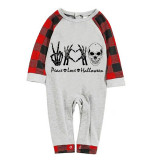 Halloween Matching Family Pajamas Skeleton Peace Love Heart Gray Pajamas Set