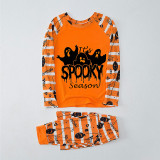 Halloween Matching Family Pajamas Exclusive Design It's Spooky Season Ghosts Orange Stripes Pajamas Set
