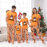 Halloween Matching Family Pajamas Exclusive Design Let's Go Ghouls Ghost Orange Stripes Pajamas Set