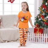 Halloween Matching Family Pajamas Exclusive Design Ghost With Pumpkin Orange Stripes Pajamas Set
